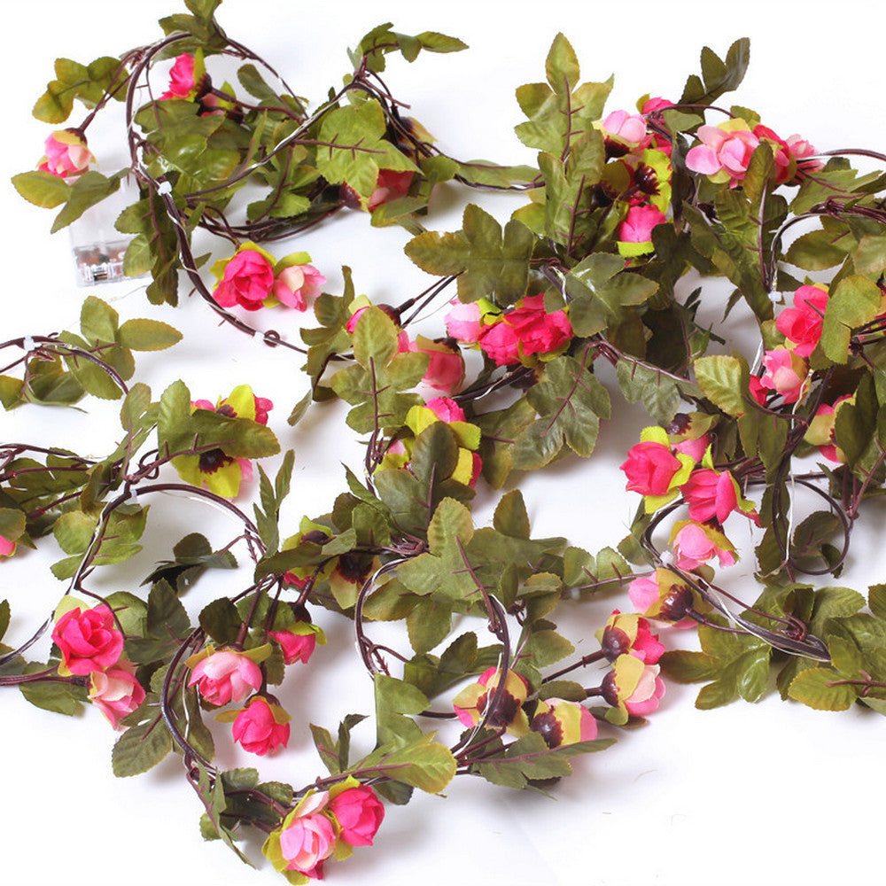 50LEDs Rose Red Artificial Small Rose Flower Vine Fairy String Light
