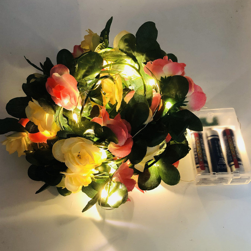 30LEDs Light Pink LED Artificial Blooming Rose Flower Vine Fairy String Light