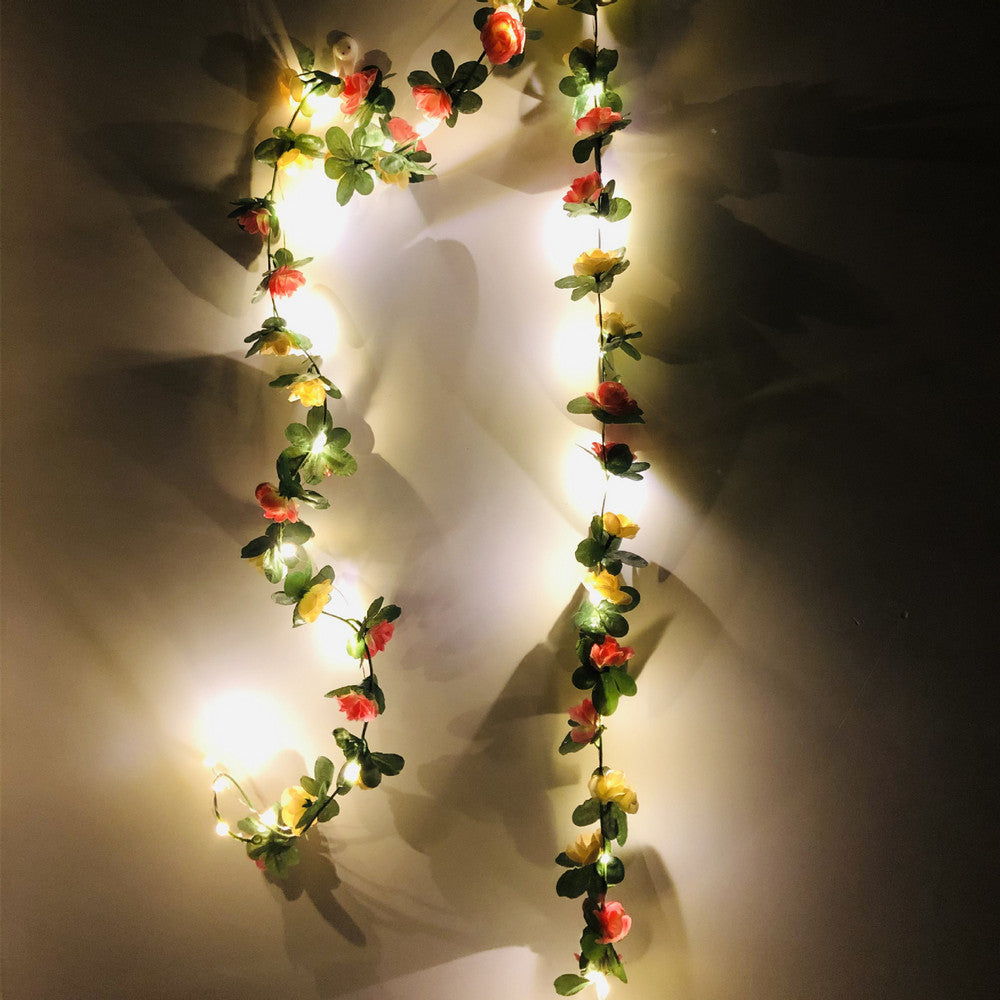 30LEDs Light Pink LED Artificial Blooming Rose Flower Vine Fairy String Light