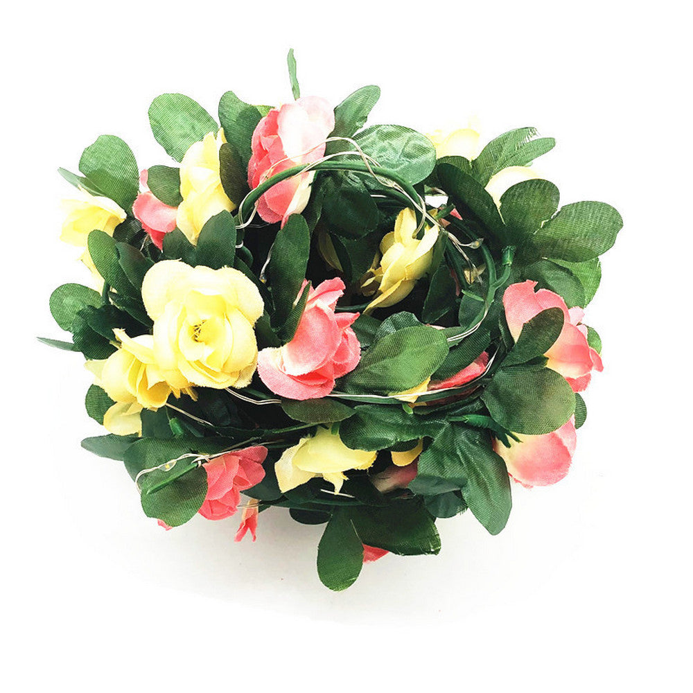 30LEDs Light Pink LED Artificial Blooming Rose Flower Vine Fairy String Light