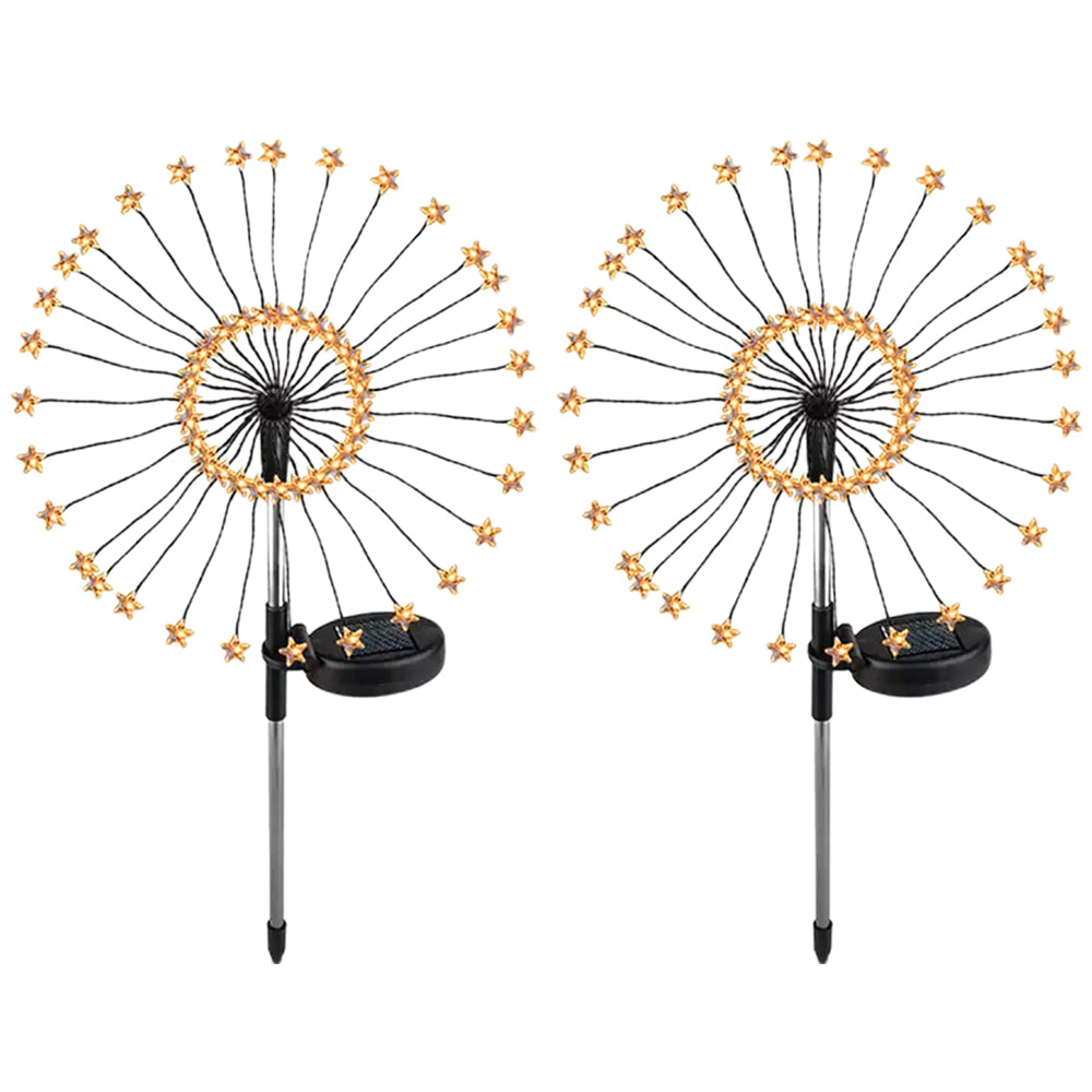 4 X Warm White Solar Starburst Star Ground Lights Starburst Lamp Firework Light