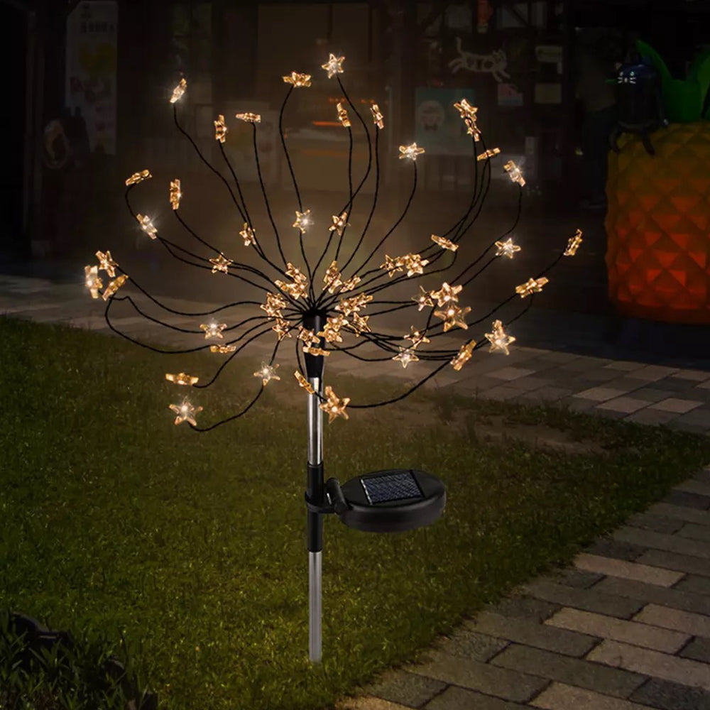 4 X Warm White Solar Starburst Star Ground Lights Starburst Lamp Firework Light