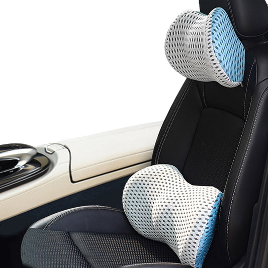 Set of Car Neck Pillow Lumbar Support Pillow Memory Foam Back Cushion Car Interior Accessories