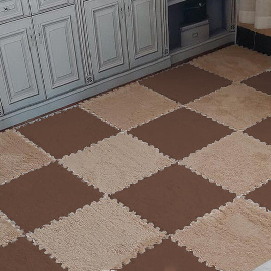 10Pcs Coffee Apricot Soft Plush EVA Foam Interlocking Floor Play Mats