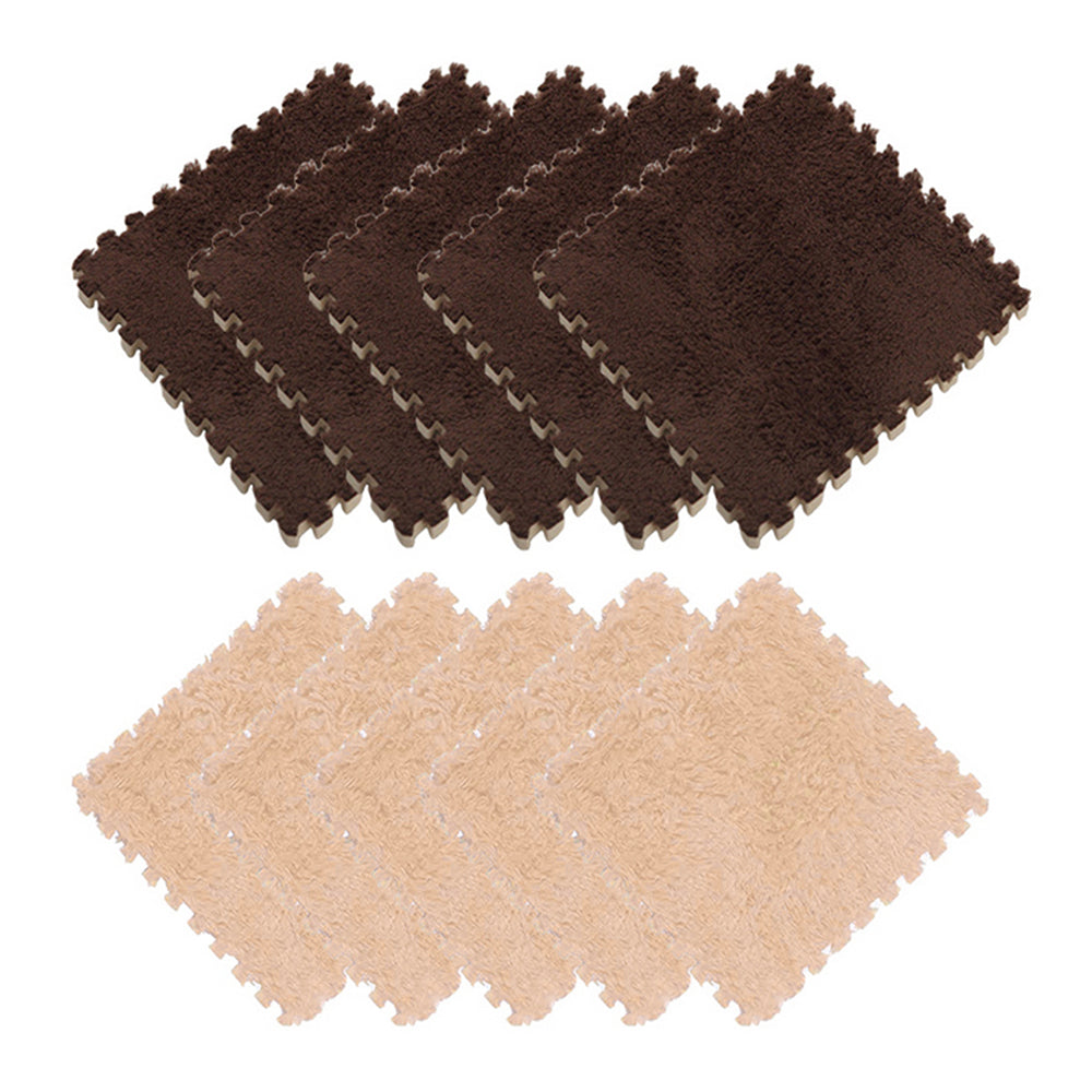 10Pcs Coffee Apricot Soft Plush EVA Foam Interlocking Floor Play Mats