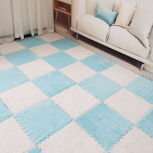 10Pcs Light Blue White Soft Plush EVA Foam Interlocking Floor Play Mats