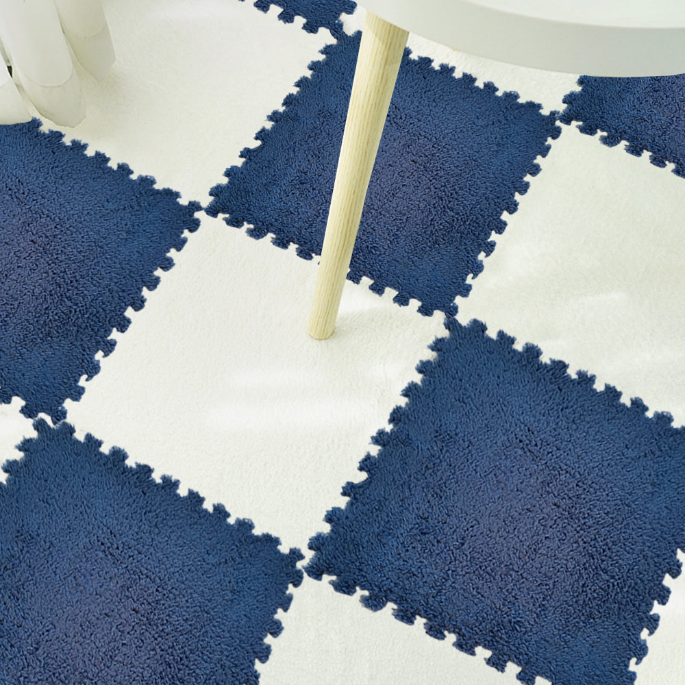 10Pcs Navy Blue White Soft Plush EVA Foam Interlocking Floor Play Mats