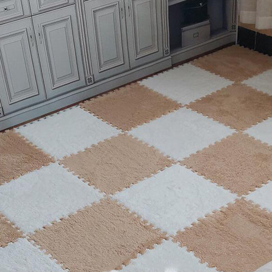 10Pcs Apricot White Soft Plush EVA Foam Interlocking Floor Play Mats