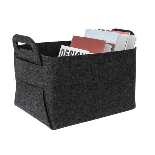 2 X L Dark Grey Collapsible Felt Storage Bin Storage Basket