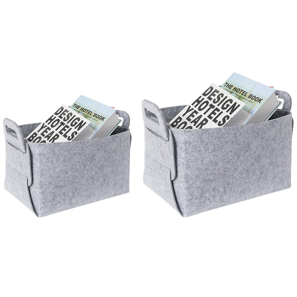 2 X Light Grey Collapsible Felt Storage Bin Storage Basket