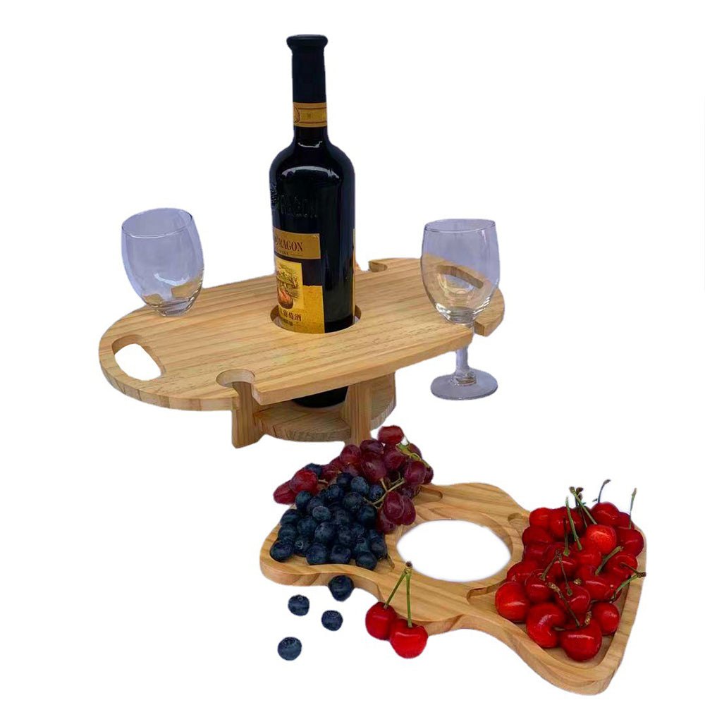 2 X Wooden Picnic Table Outdoor Mini Wine Rack
