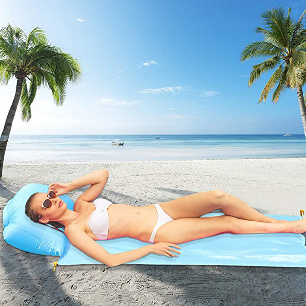 Four Seat Portable Beach Mat with Air Pillow Outdoor Camping Picnic Mat