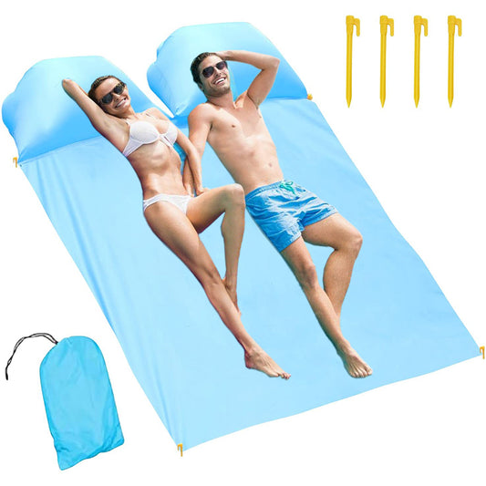 Two Seat Portable Beach Mat with Air Pillow Outdoor Camping Picnic Mat