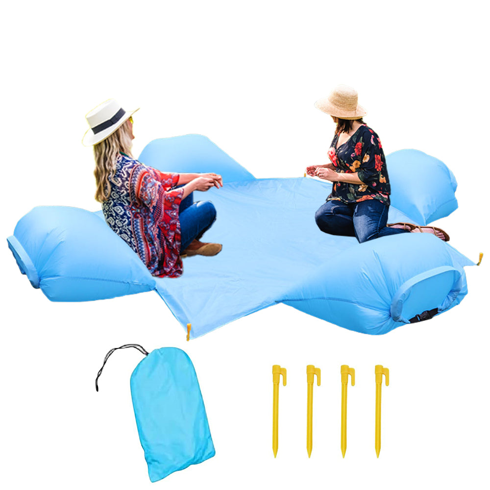 Four Seat Portable Beach Mat with Air Pillow Outdoor Camping Picnic Mat