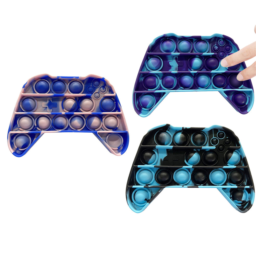 3 X Blue Game Controller Shape Push Pop It Fidget Toy Sensory Stress Relief Toy