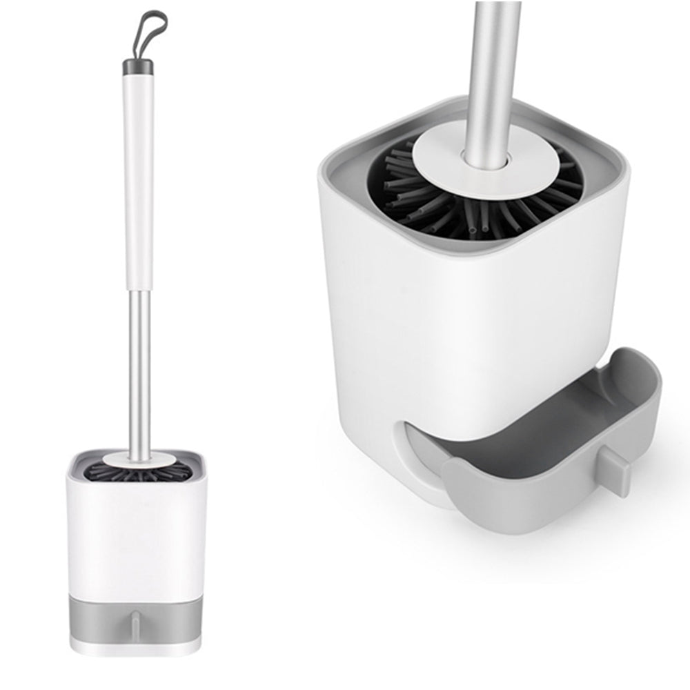 Flexible TPR Bristles Toilet Brush with Not Water Leaking Holder Slots Base
