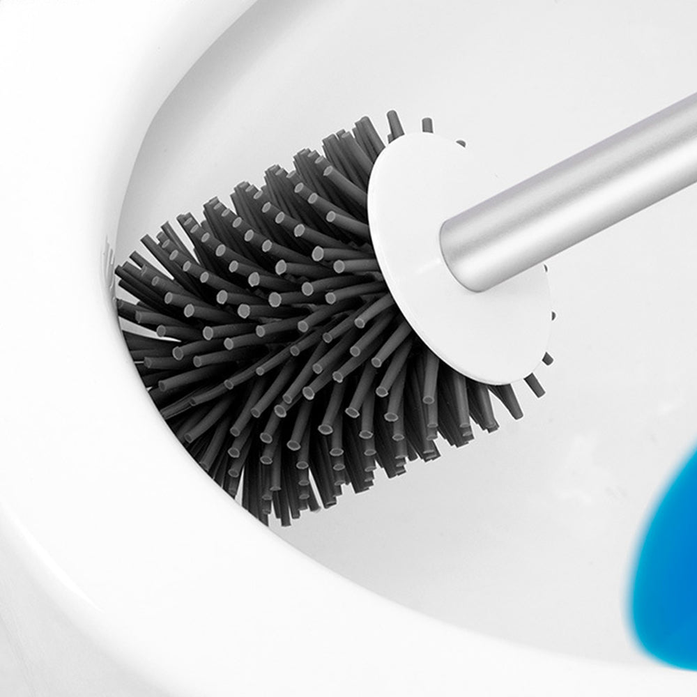 2 X Flexible TPR Bristles Toilet Brush with Not Water Leaking Holder Slots Base