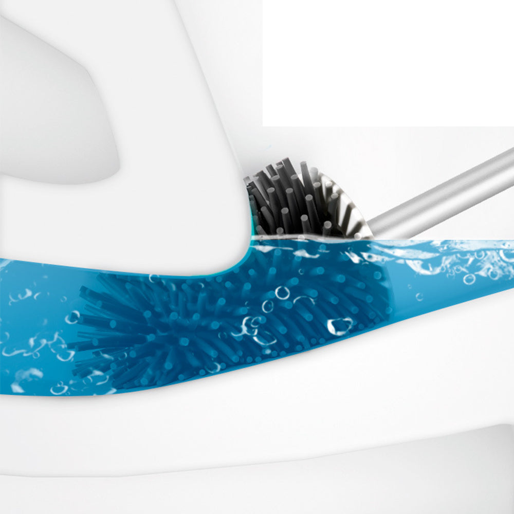 2 X Flexible TPR Bristles Toilet Brush with Not Water Leaking Holder Slots Base