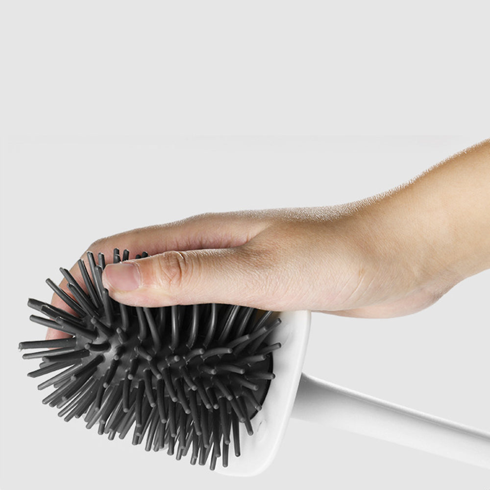White Flexible Toilet Brush with Not Water Leaking Ventilation Slots Base