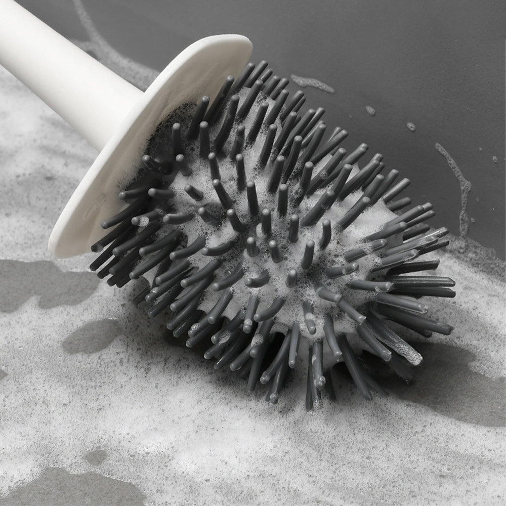 White Flexible Toilet Brush with Not Water Leaking Ventilation Slots Base