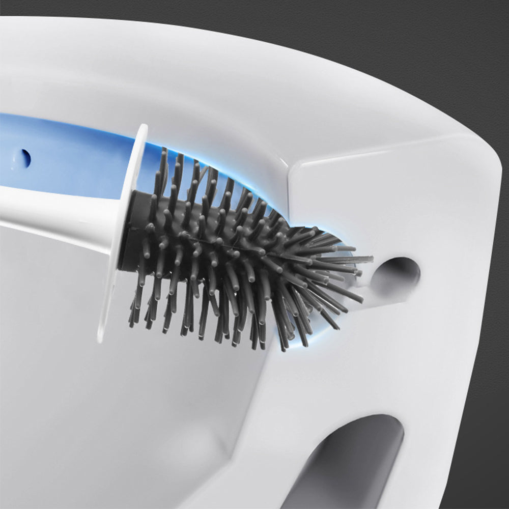 White Green Flexible Toilet Brush with Not Water Leaking Ventilation Slots Base