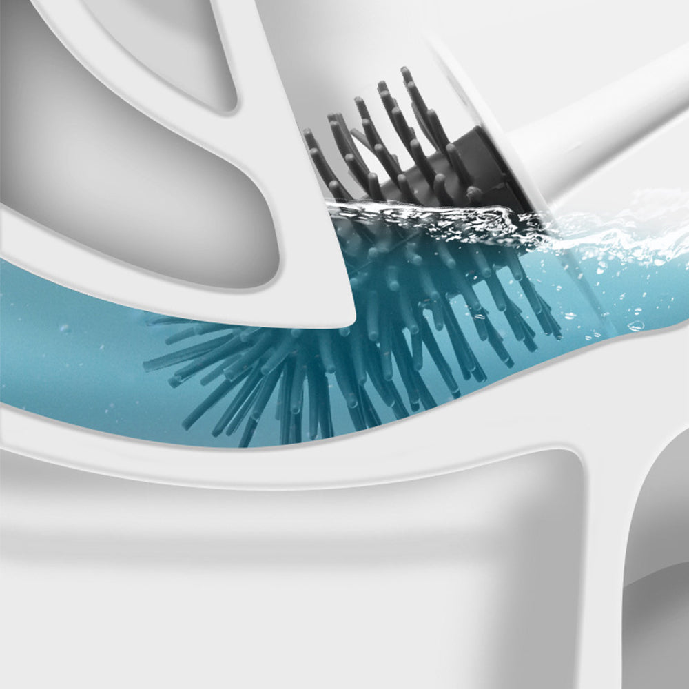 White Flexible Toilet Brush with Not Water Leaking Ventilation Slots Base