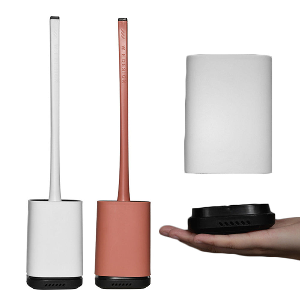 White Red Flexible Toilet Brush with Not Water Leaking Ventilation Slots Base