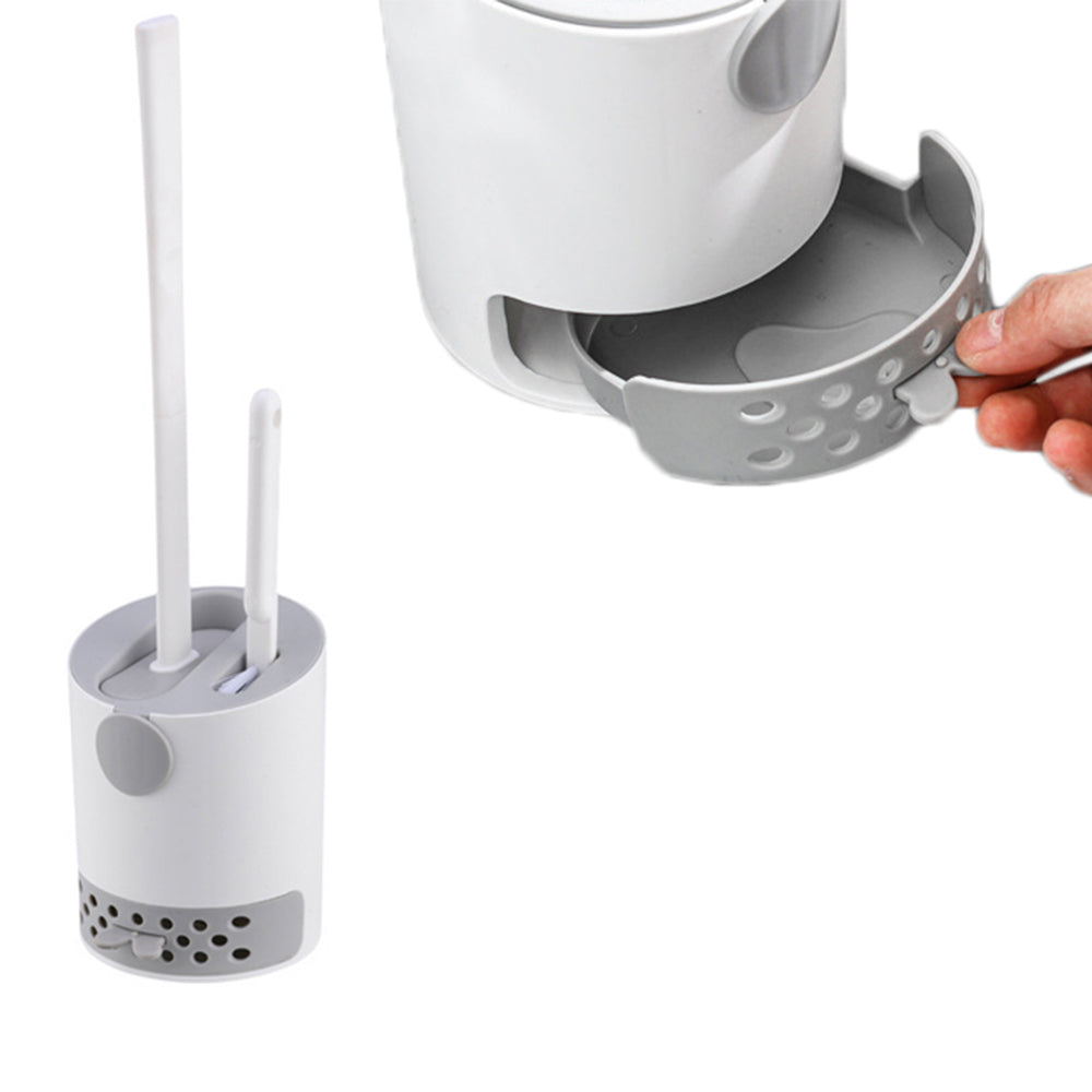 2 In 1 Flexible Toilet Brush with Not Water Leaking Holder Ventilation Slot Base