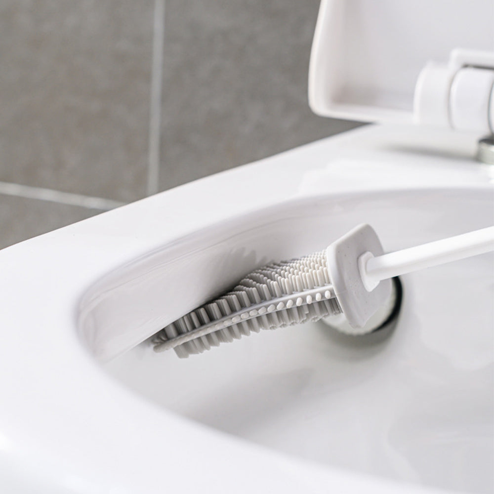 2 In 1 Flexible Toilet Brush with Not Water Leaking Holder Ventilation Slot Base