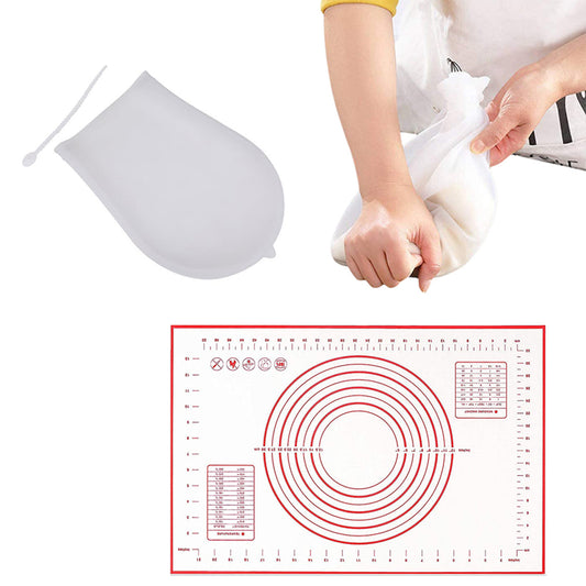 Medium Silicone Kneading Dough Bag & Non-Stick Silicone Baking Mat