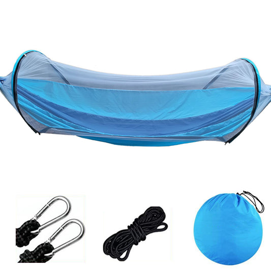 Outdoor Pop Up Hammock Bed With Mosquito Net Camping Swing for 1 or 2 Person Blue
