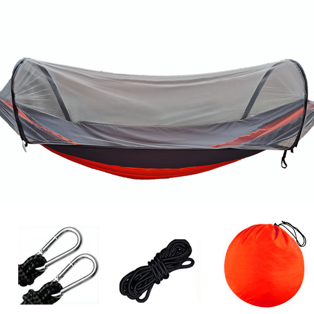 Outdoor Pop Up Hammock Bed With Mosquito Net Camping Swing for 1 or 2 Person Red