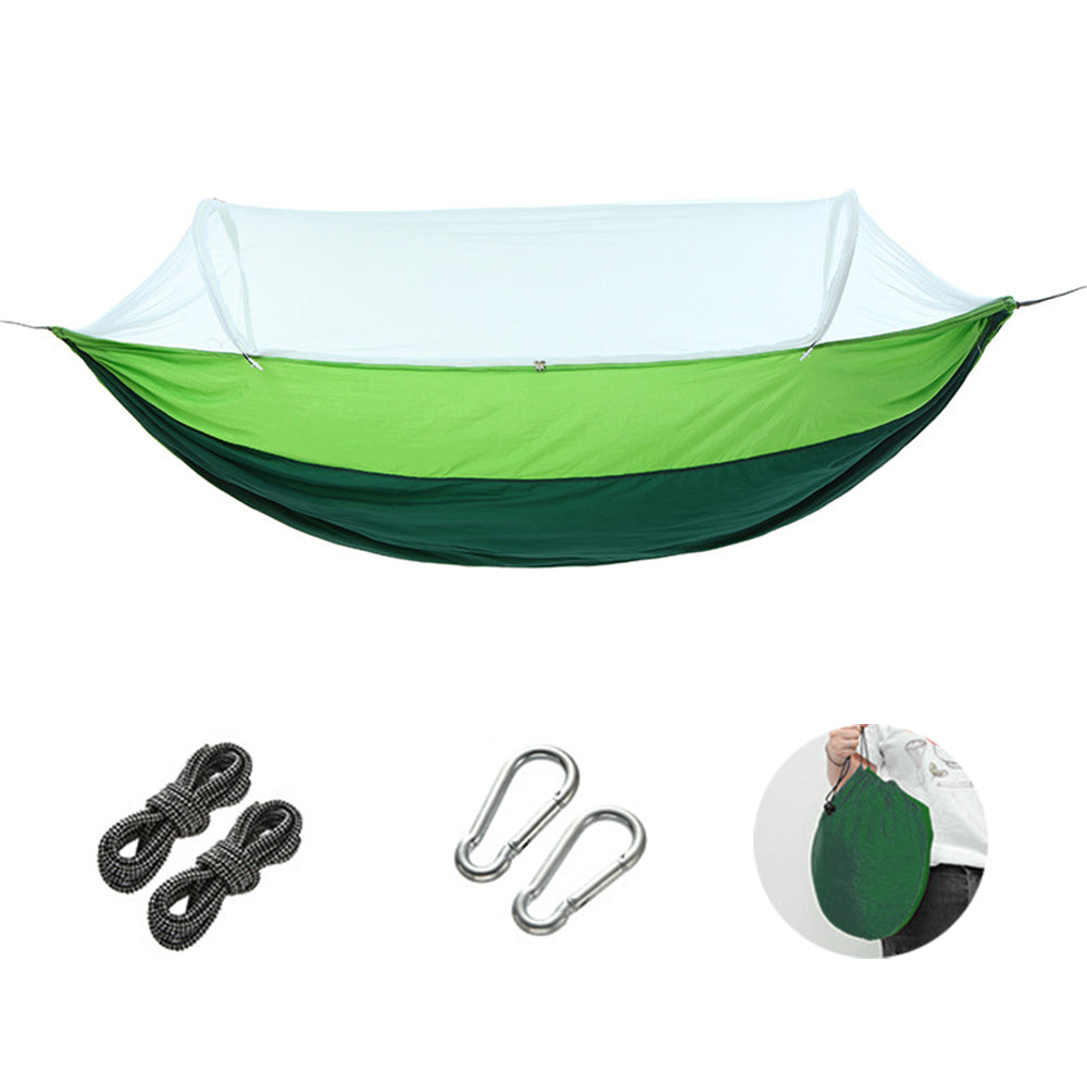 Outdoor Pop Up Hammock Bed With Mosquito Net Camping Swing for 1 or 2 Person Green