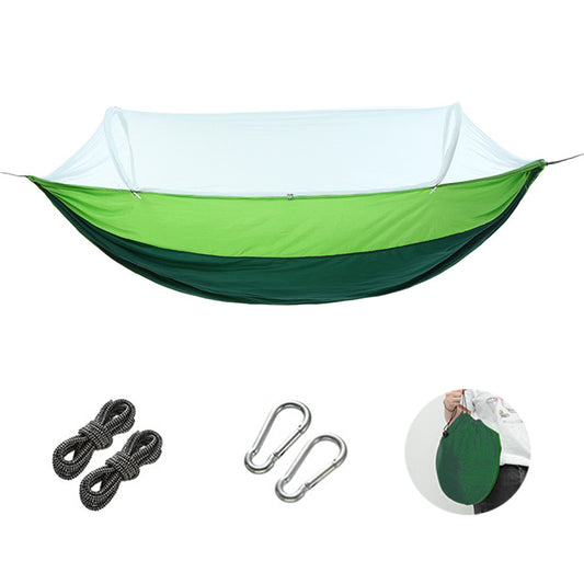 Outdoor Pop Up Hammock Bed With Mosquito Net Camping Swing for 1 or 2 Person Green