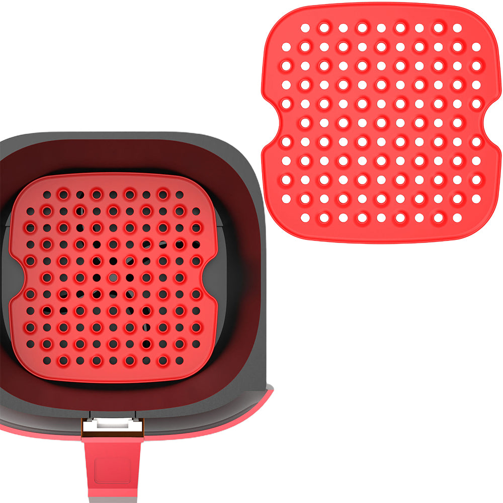 2 X Medium FDA Certified Silicone Reusable Air Fryer Liner Square Red