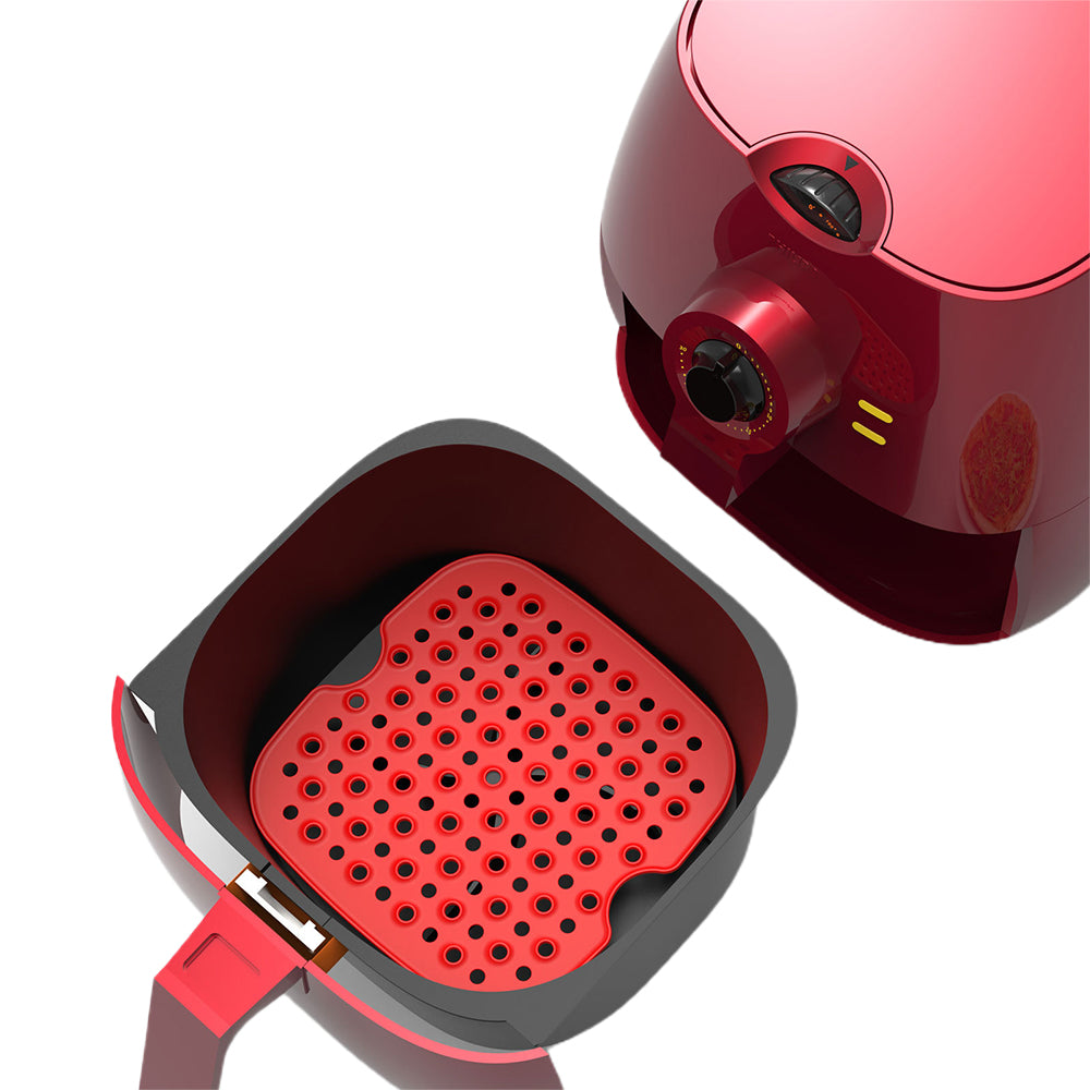 2 X Medium FDA Certified Silicone Reusable Air Fryer Liner Square Red