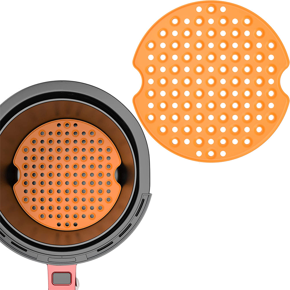 2 X 8 Inches FDA Certified Silicone Reusable Air Fryer Liner Square Orange