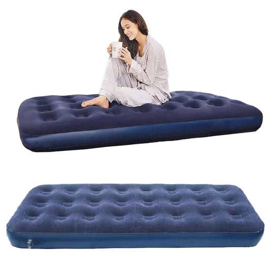 Navy Blue Portable Single Inflatable Mattress Camping Outdoor Air Bed