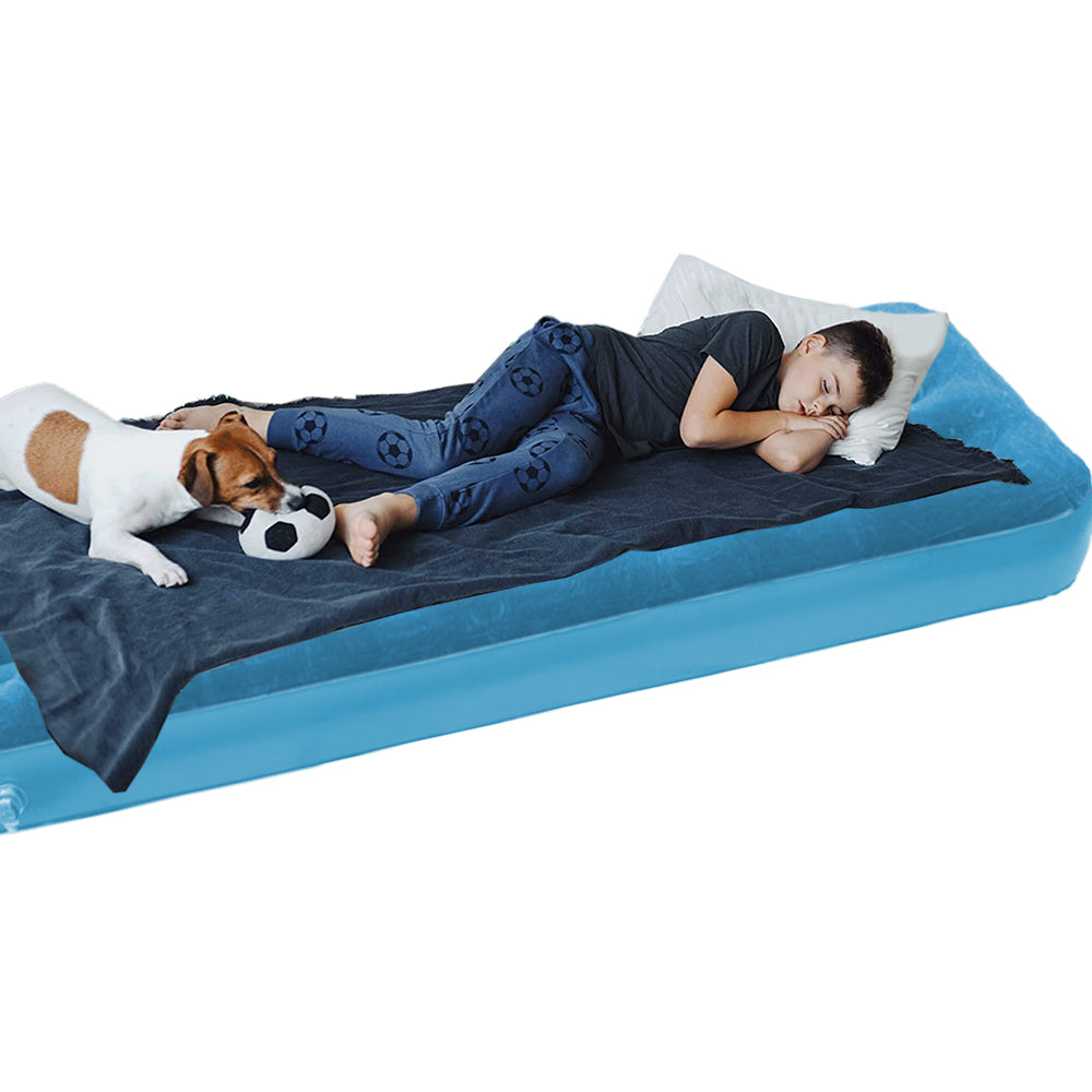 Light Blue Portable Single Inflatable Mattress Camping Outdoor Air Bed