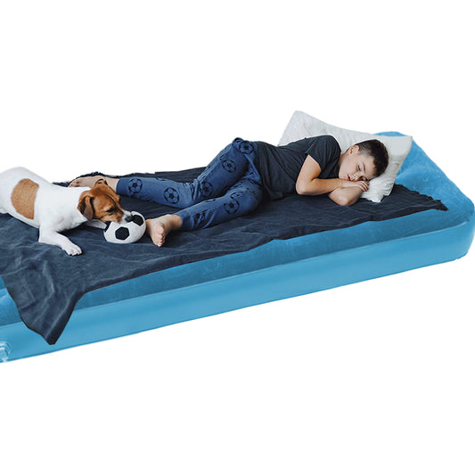 Light Blue Portable Single Inflatable Mattress Camping Outdoor Air Bed
