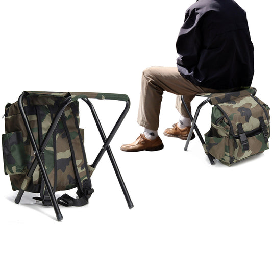 2 In 1 Backpack Chair Foldable Camping Chair Hiking Bag with Sided Pocket