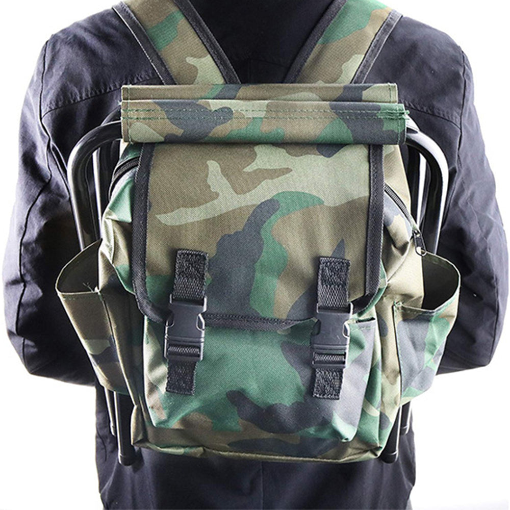 2 In 1 Backpack Chair Foldable Camping Chair Hiking Bag with Sided Pocket