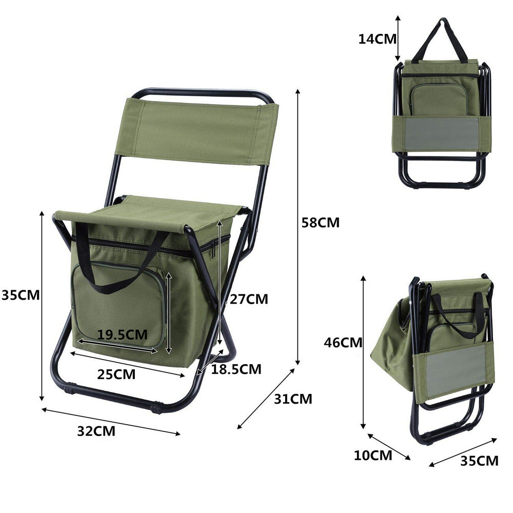 3 in 1 Portable Cooler Backpack Chair Camping Stool Fishing Chair with Backrest