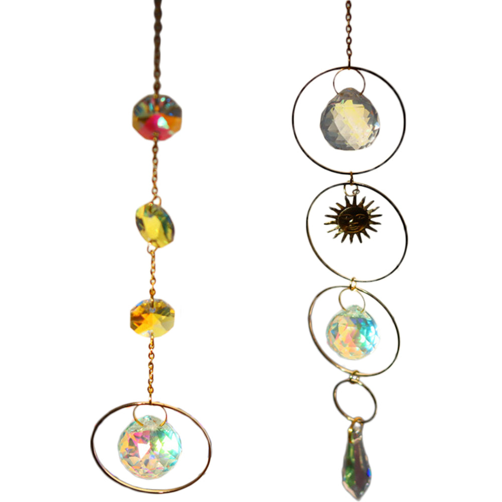 2X Rhinestone Suncatcher Hanging Sun Catcher Rainbow Prism Window Home Decor