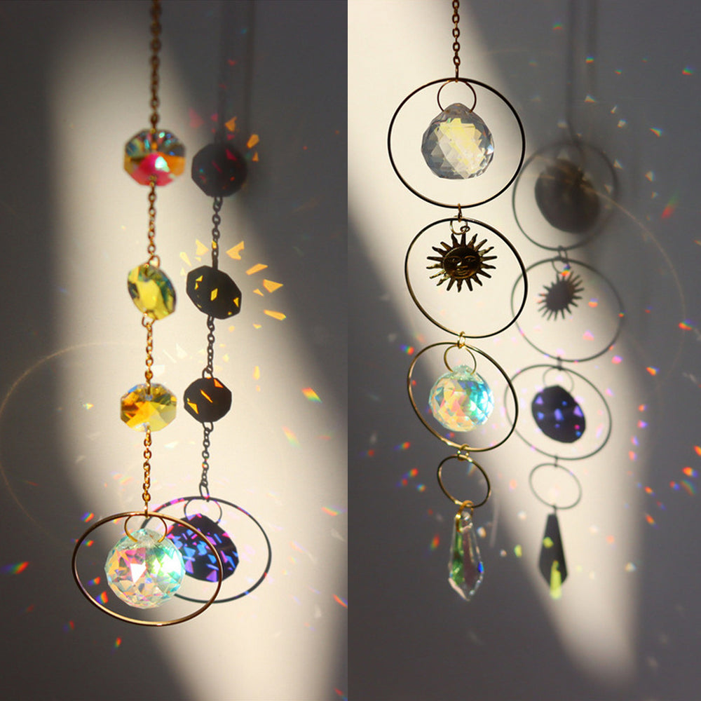 2X Rhinestone Suncatcher Hanging Sun Catcher Rainbow Prism Window Home Decor
