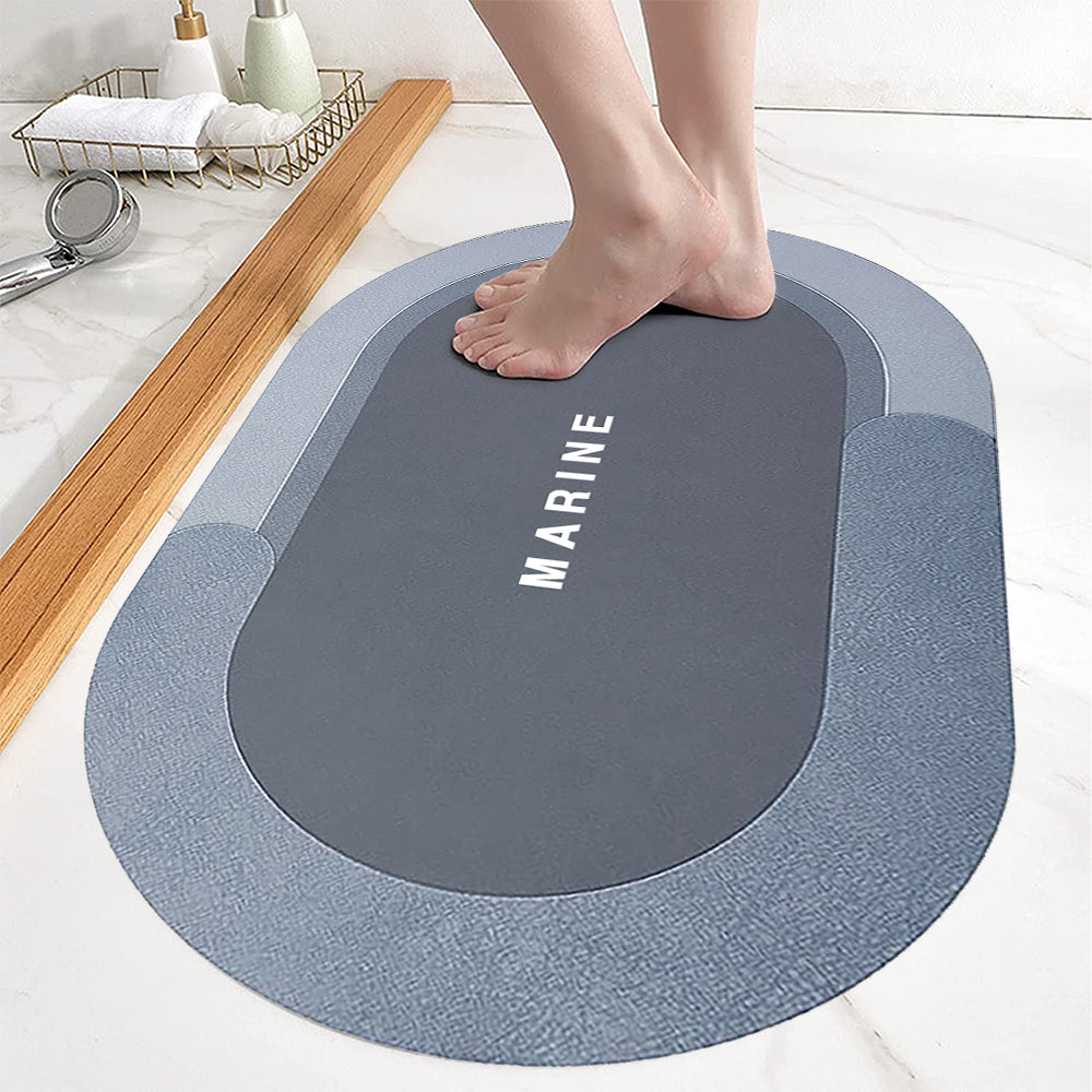2Pcs Blue Absorbent Floor Mat Soft Quick-Drying Non-Slip Bath Floor Mat