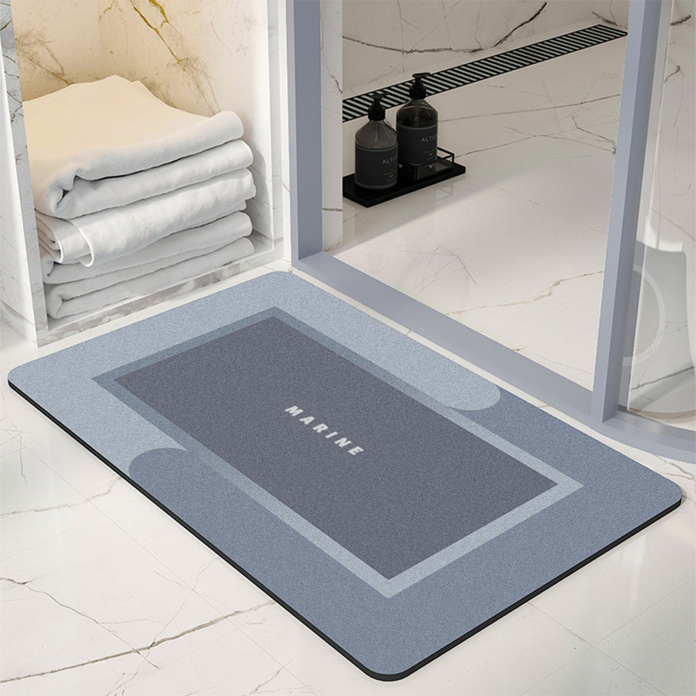 2Pcs Blue Absorbent Floor Mat Soft Quick-Drying Non-Slip Bath Floor Mat