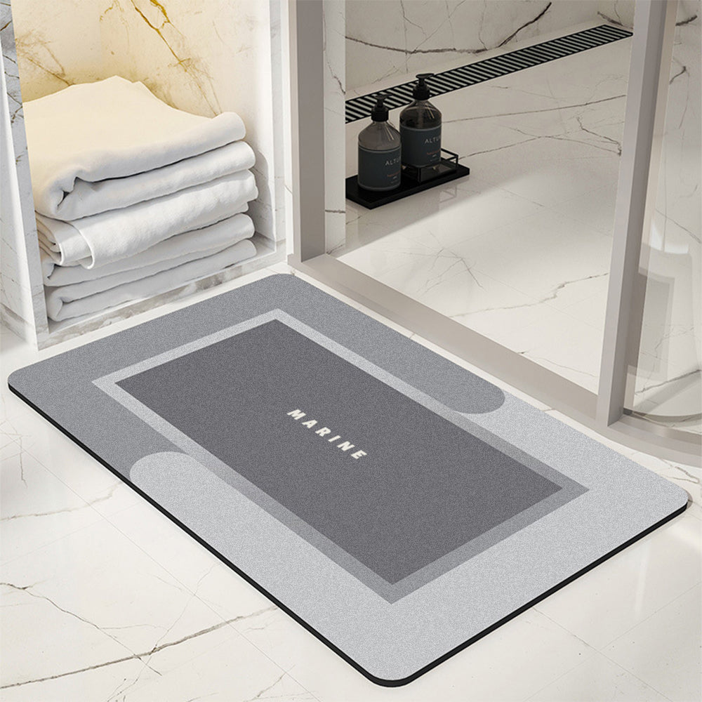 2Pcs Gray Absorbent Floor Mat Soft Quick-Drying Non-Slip Bath Floor Mat