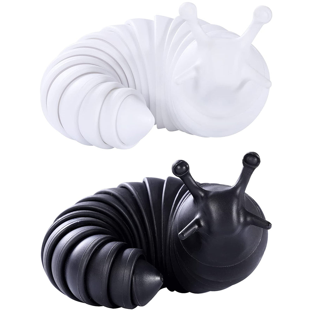 2 X Articulated Fidget Slug Toy Sensory Toys Stress Relief Toys Black White