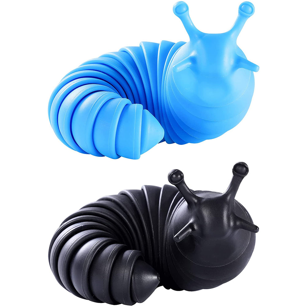 2 X Articulated Fidget Slug Toy Sensory Toys Stress Relief Toys Black Blue
